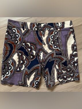 Mr Turk Mens 33 Shorts Navy/Rust/Purple Paisley Cotton 8” $228 Retail RARE color